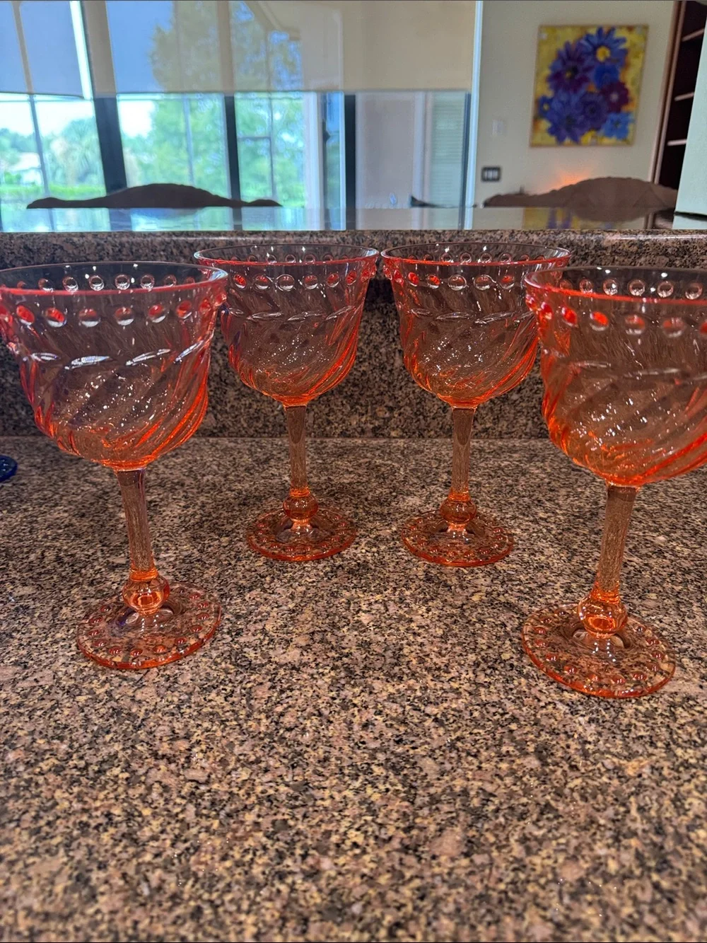 Anthropologie (4) Swirled Acrylic Wine Glasses